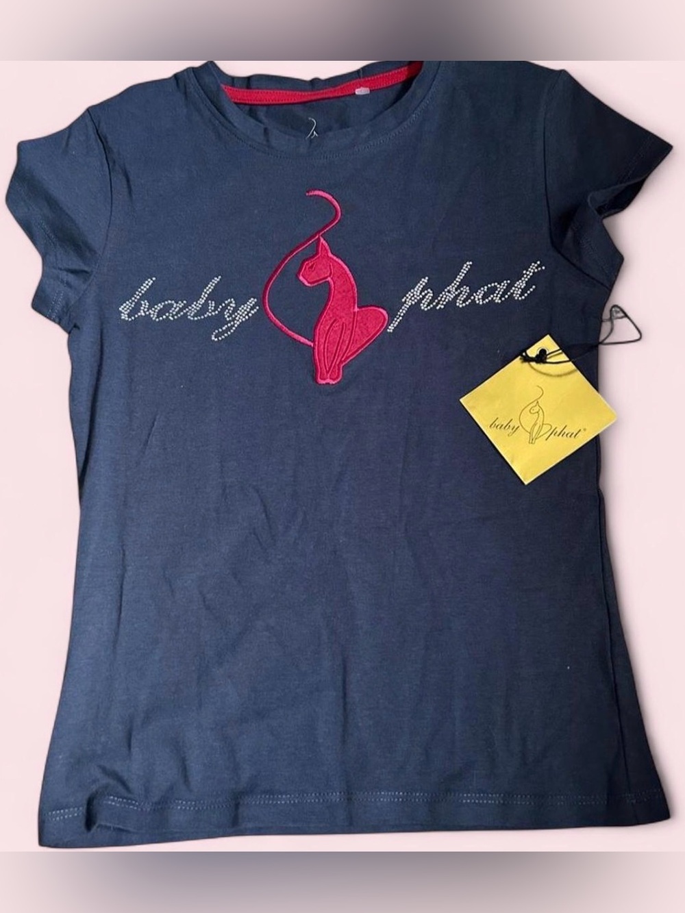 Baby Phat Navy Short-Sleeve Tee with Pink Cat Logo